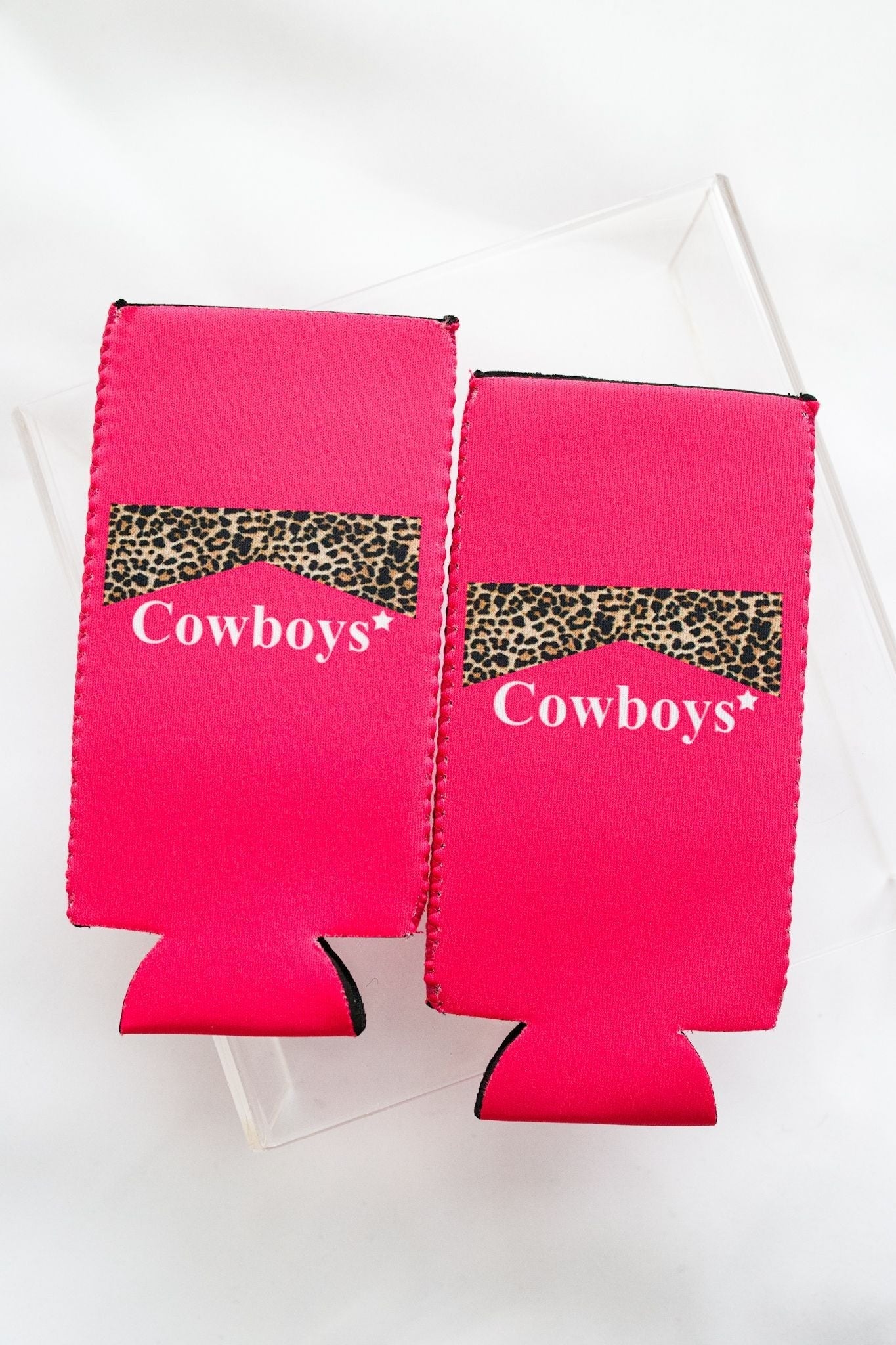 PINK COWGIRLS/COWBOYS TALL COOZIE 2-PACK